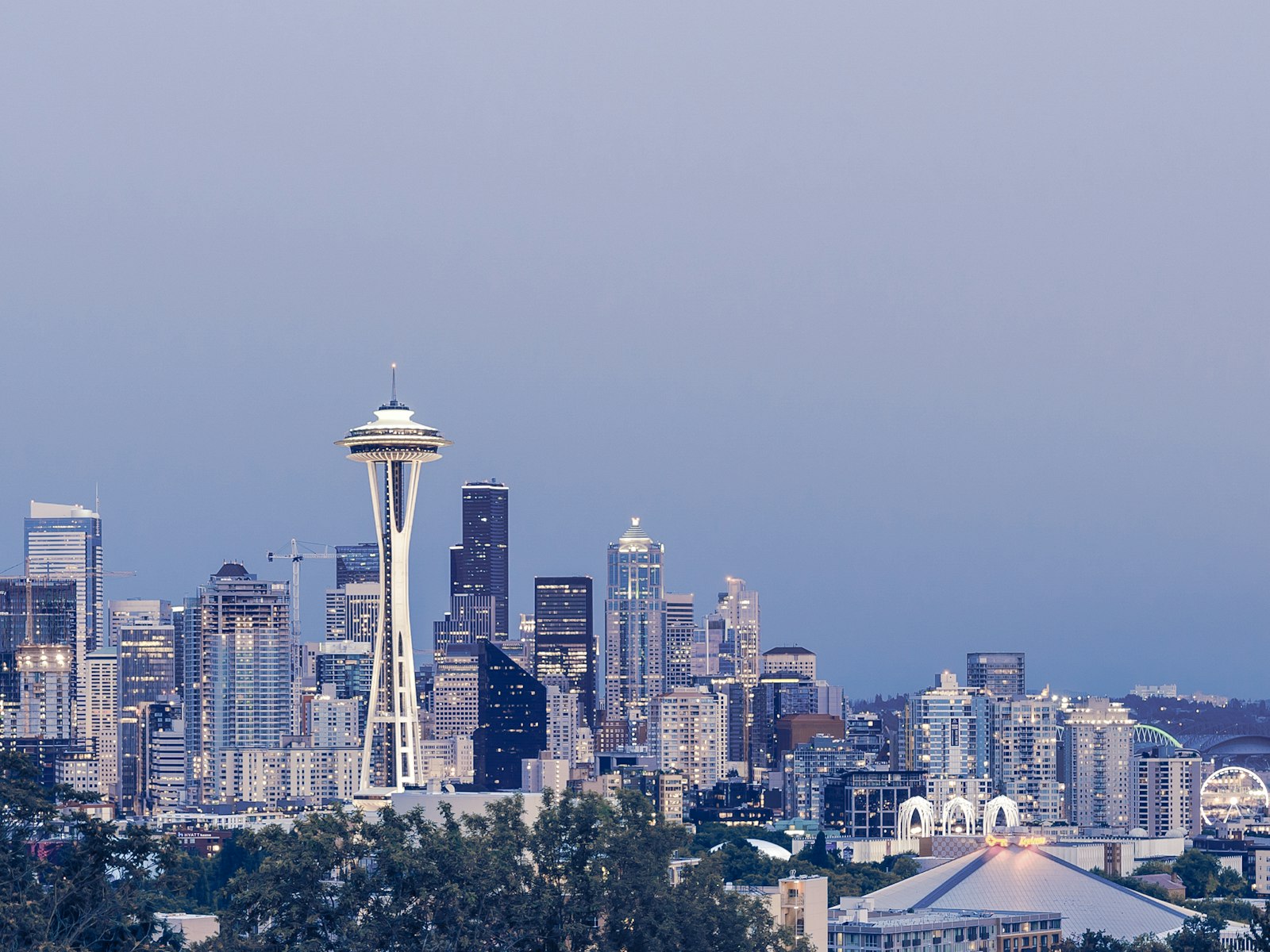 Seattle Space Needle and downtown skyline at night